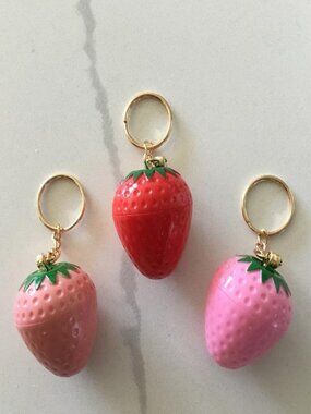 Strawberry Sweet Lip Balm Keeps Lips Soft and Hydrated w/On the Go Keychain (1)